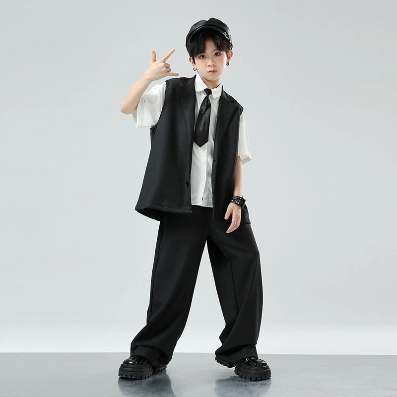 子供のヒップホップの街のダンスのスーツのベストセットの男の子のヒップホップのショーの演出服の女の子のファッションのブランドのhiphopの服装 子供のヒップホップの街のダンスのスーツのベストセットの男の子のヒップホップのショーの演出服の女の子のファッションのブランドのhiphopの服装