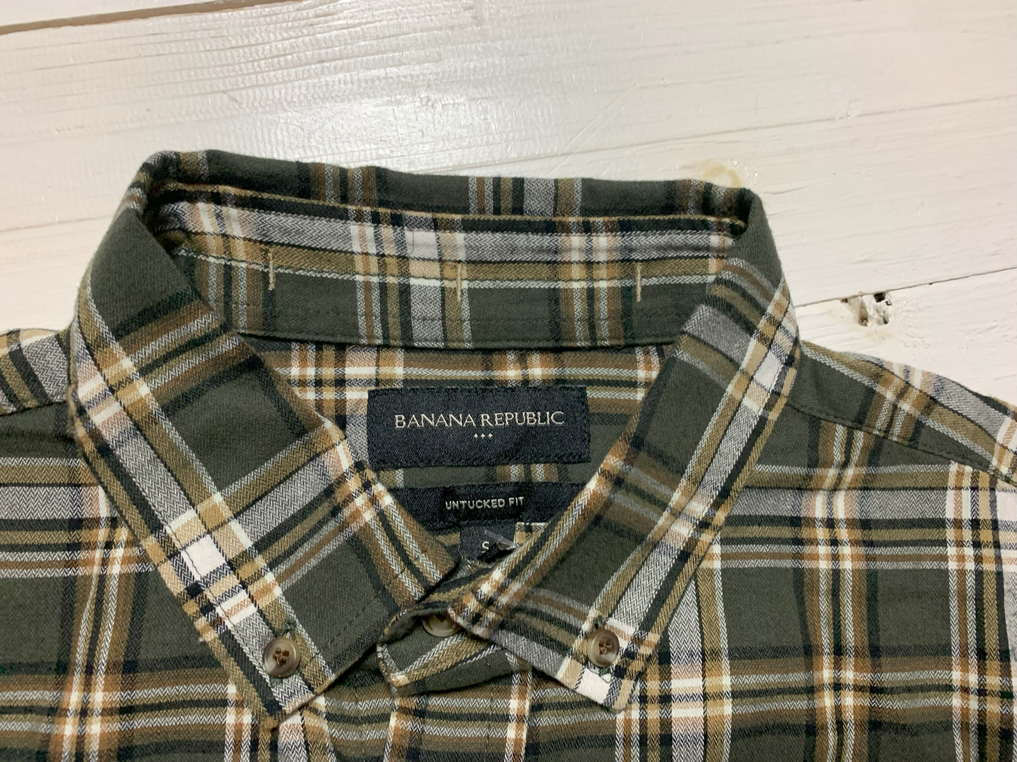 長袖 ボタンダウンシャツ チェック オリーブ メンズ BANANA REPUBLIC BR2-080