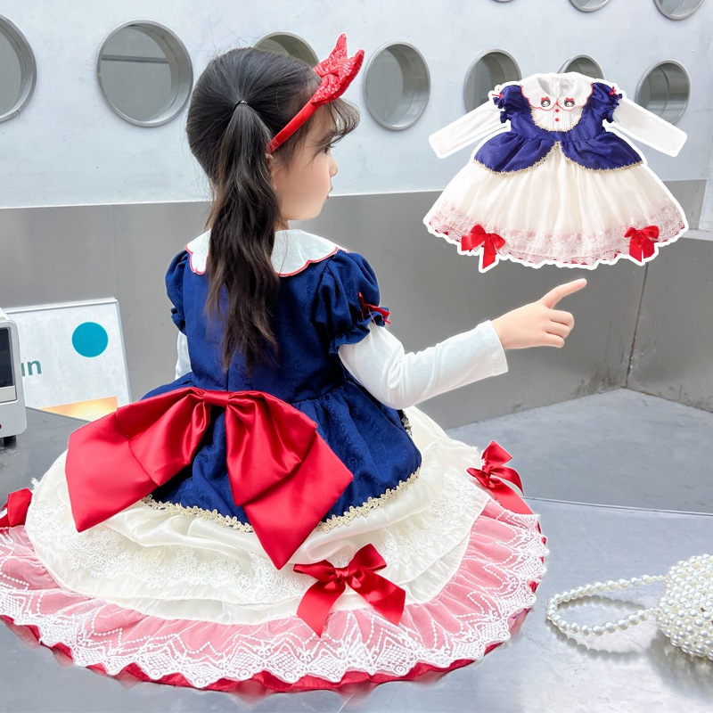 白雪姫ドレス女の子ロリータドレスロリータ秋子供長袖かわいいパフスカート