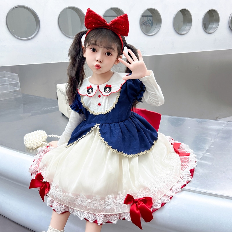 白雪姫ドレス女の子ロリータドレスロリータ秋子供長袖かわいいパフスカート