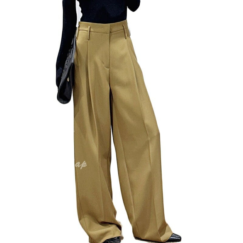ワイドスラックス ワイドパンツ 細見え ボトムス レディース ハイウエスト ストレート ロングパンツ カジュアル おしゃれ キレイめ 春夏秋