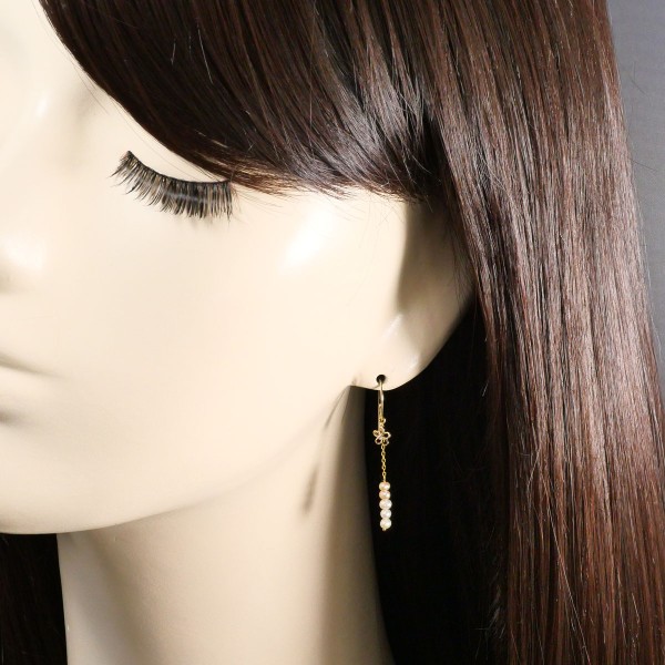 K10 10金 YG ピアス パール (真珠) ジルコニア 中古 K10 10金 YG ピアス パール (真珠) ジルコニア 中古