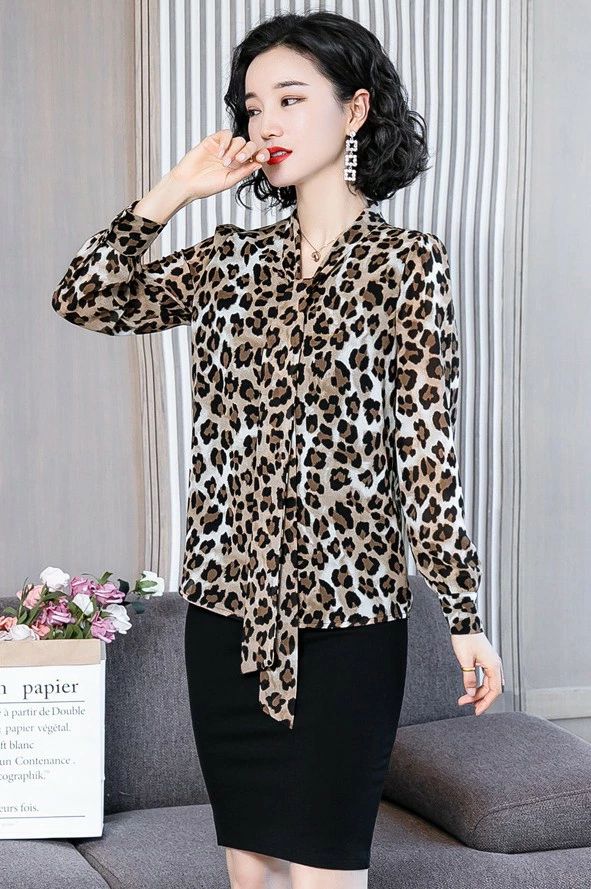 ボウタイ 4L 3L きれいめ カジュアル 大きいサイズ リボン 柄シャツ デート服 総柄 お出かけ おしゃれ レオパード シャツ レディース ブラウス ス ヒョウ柄 長袖 上品
