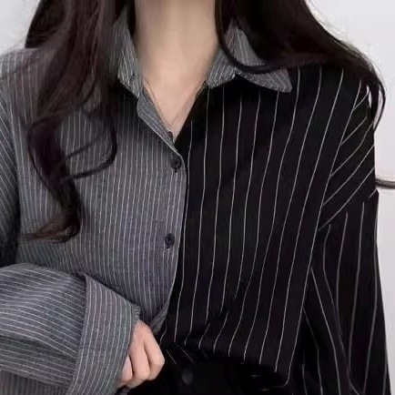 トップス シャツ 長袖 襟付き 前開き ボタンアシンメトリー ミディアム丈 かわいい 大人可愛い きれいめ シンプル 上品 おしゃれ かっこいい カジュアル こなれ感 個性的 主役級 存在感 抜け感