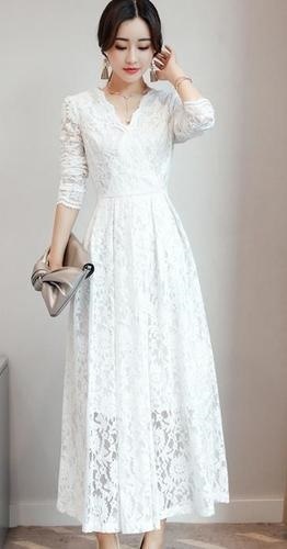 1403. Vネックレースロングドレス(ミルキーホワイト) 2019 春夏 sale 結婚式 ドレス 二次会 フォーマル パーティードレス 大人 披露宴 お呼ばれ 発表会 同窓会 1403. Vネックレースロングドレス(ミルキーホワイト) 2019 春夏 sale 結婚式 ドレス 二次会 フォーマル パーティードレス 大人 披露宴 お呼ばれ 発表会 同窓会