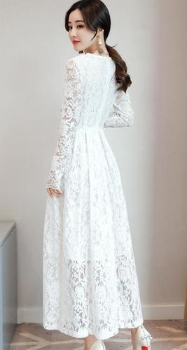 1403. Vネックレースロングドレス(ミルキーホワイト) 2019 春夏 sale 結婚式 ドレス 二次会 フォーマル パーティードレス 大人 披露宴 お呼ばれ 発表会 同窓会 1403. Vネックレースロングドレス(ミルキーホワイト) 2019 春夏 sale 結婚式 ドレス 二次会 フォーマル パーティードレス 大人 披露宴 お呼ばれ 発表会 同窓会