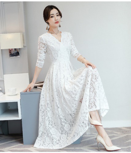 1403. Vネックレースロングドレス(ミルキーホワイト) 2019 春夏 sale 結婚式 ドレス 二次会 フォーマル パーティードレス 大人 披露宴 お呼ばれ 発表会 同窓会 1403. Vネックレースロングドレス(ミルキーホワイト) 2019 春夏 sale 結婚式 ドレス 二次会 フォーマル パーティードレス 大人 披露宴 お呼ばれ 発表会 同窓会