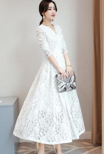 1403. Vネックレースロングドレス(ミルキーホワイト) 2019 春夏 sale 結婚式 ドレス 二次会 フォーマル パーティードレス 大人 披露宴 お呼ばれ 発表会 同窓会 1403. Vネックレースロングドレス(ミルキーホワイト) 2019 春夏 sale 結婚式 ドレス 二次会 フォーマル パーティードレス 大人 披露宴 お呼ばれ 発表会 同窓会