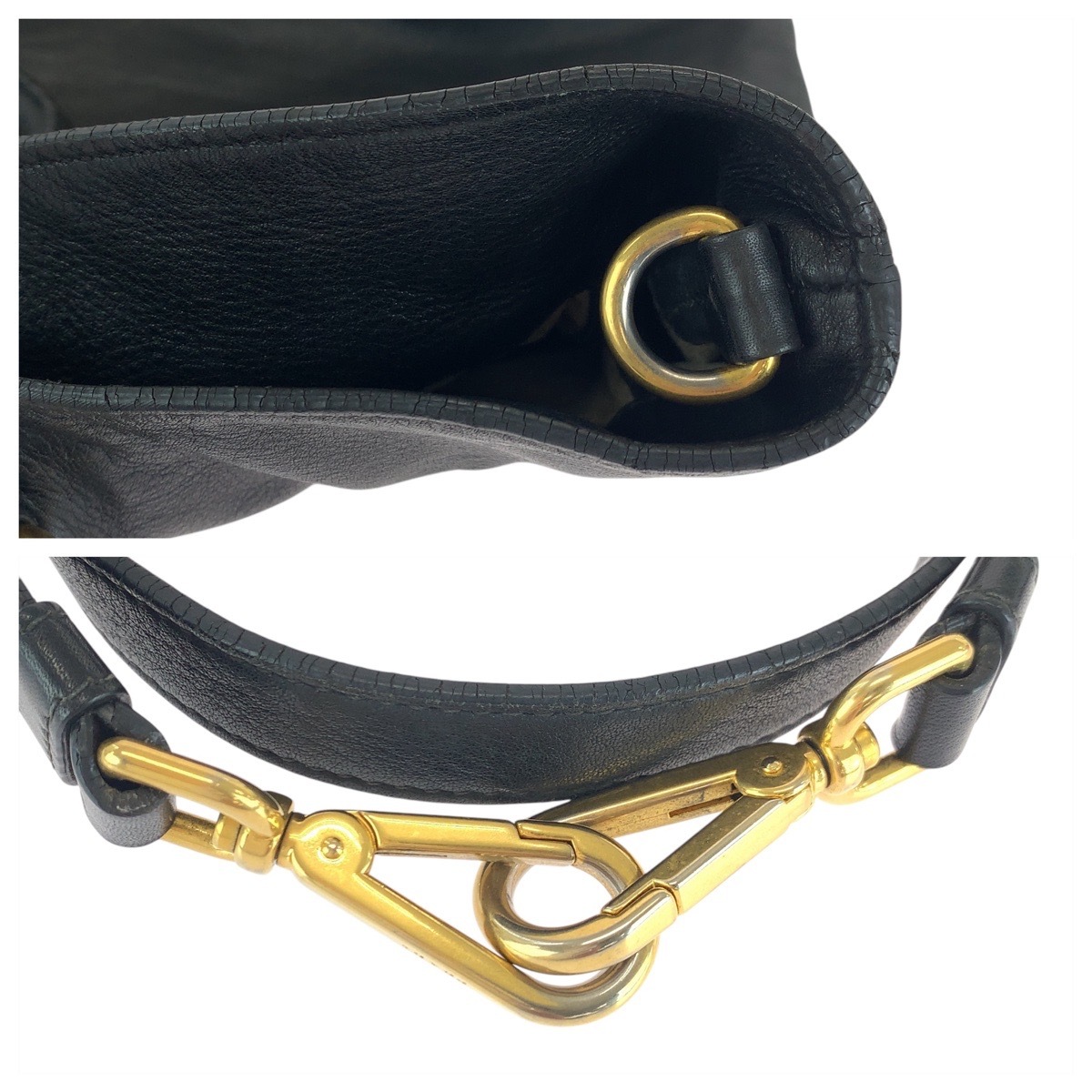 美品 ブラック 黒 ゴールド金具 レザー トートバッグ ショルダーバッグ 2way レディース 501350