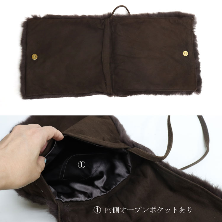 ラビット ファー ショルダーバッグ メッセンジャー バッグ 斜め掛け ブラウン 送料無料 レディース ギフト プレゼント