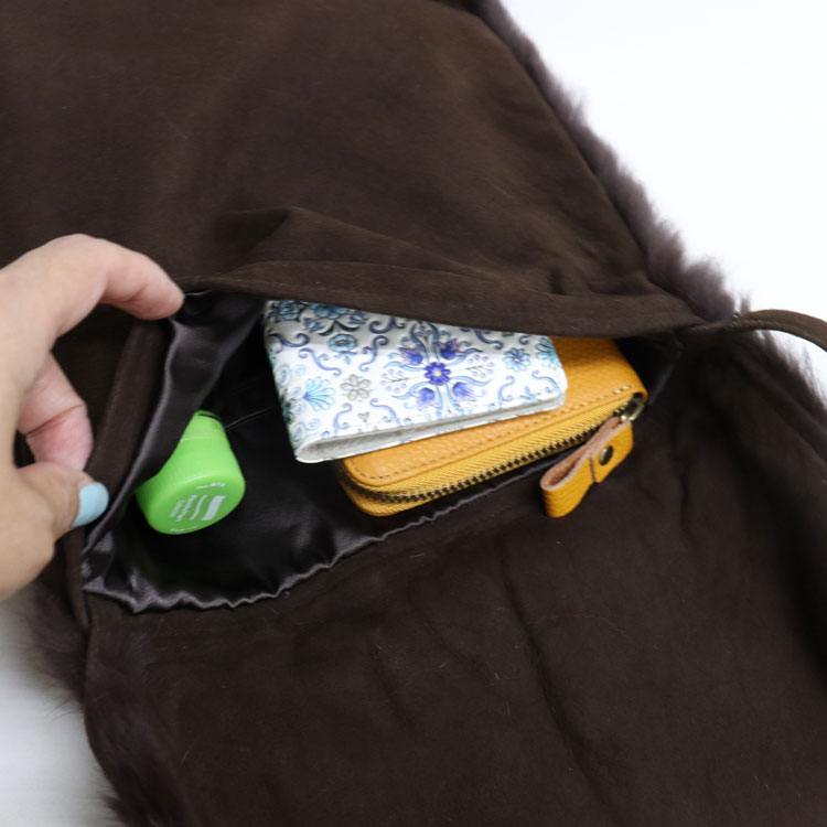 ラビット ファー ショルダーバッグ メッセンジャー バッグ 斜め掛け ブラウン 送料無料 レディース ギフト プレゼント