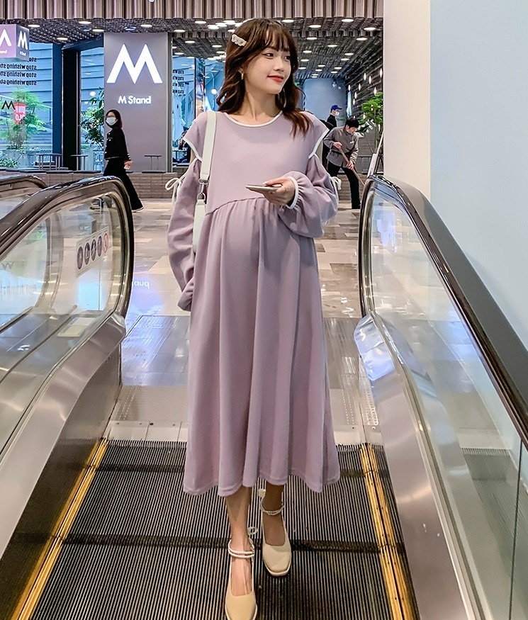 【日本未発売/送料無料】マタニティ ワンピース 袖カット ラウンドネック パフスリーブ リボン 【日本未発売/送料無料】マタニティ ワンピース 袖カット ラウンドネック パフスリーブ リボン