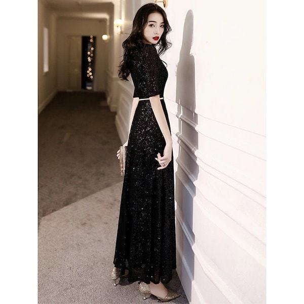 Qoo10] 高評価!超人気 イブニングドレス 黒 金