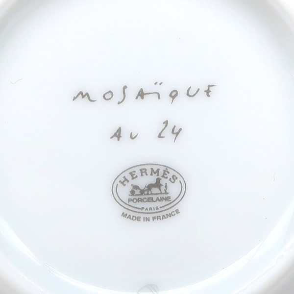 エルメス HERMES 食器 モザイク 24 コーヒーカップ＆ソーサー 磁器 ゴールド 新品 未使用 モーニングカップ ポーセリン 【箱】【中古】