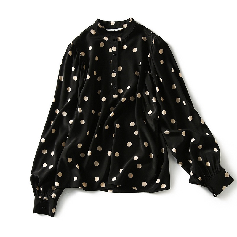 【絶対欲しい】 エレガント スマート カジュアル ランタンスリーブ ドット柄 シャツ 【絶対欲しい】 エレガント スマート カジュアル ランタンスリーブ ドット柄 シャツ