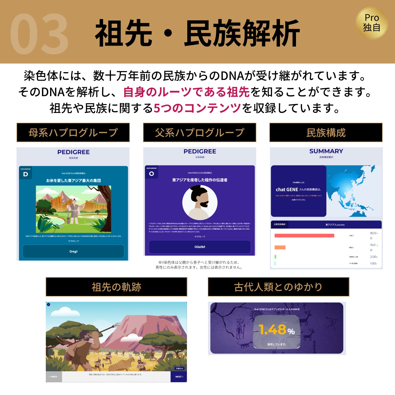 祖先・ルーツがわかる!500項目の遺伝子検査chatGENE Pro / AI 検索機能 ダイエット 栄養素 性格 肌 ビタミン 睡眠 運動 スポーツ エクササイズ がん 生活習慣病 など 祖先・ルーツがわかる!500項目の遺伝子検査chatGENE Pro / AI 検索機能 ダイエット 栄養素 性格 肌 ビタミン 睡眠 運動 スポーツ エクササイズ がん 生活習慣病 など