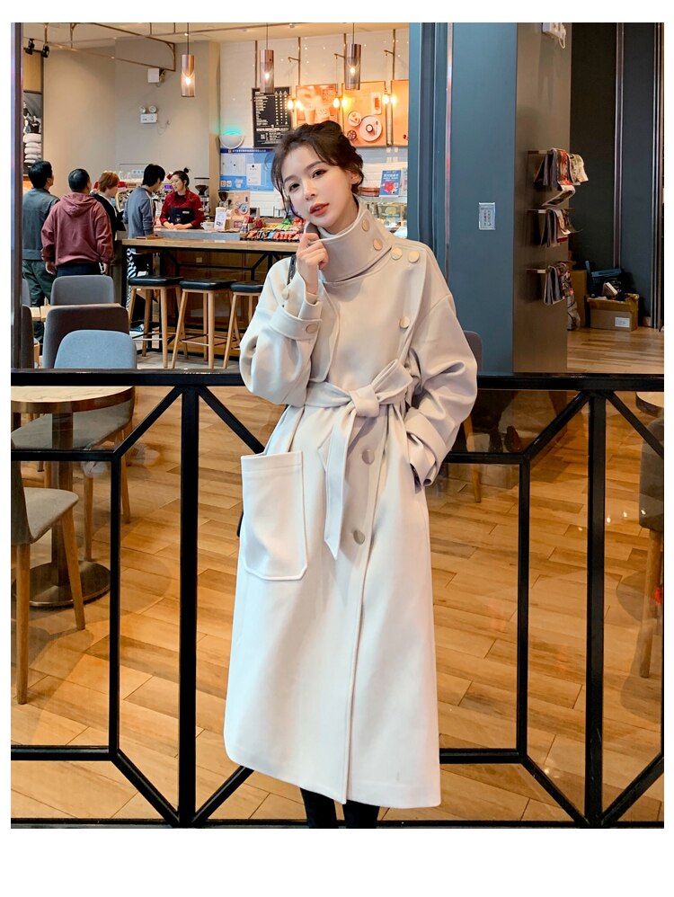 トレンチコート 秋冬用厚手 メルトンダウンコート ロングトレンチコート アウター トレンチコート コ