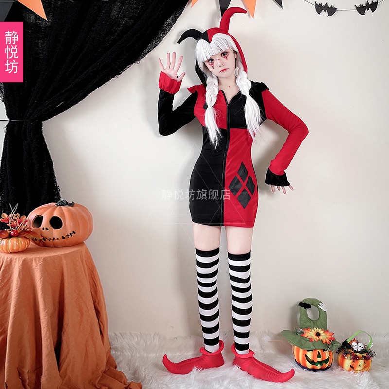 ハロウィン大人用コスチュームコスプレサーカスピエロ女性コスホラーバックソウルパフォーマンスコスチュームポーカークイーンコスチューム_2