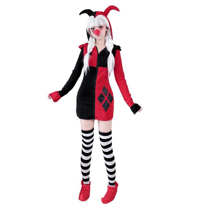 ハロウィン大人用コスチュームコスプレサーカスピエロ女性コスホラーバックソウルパフォーマンスコスチュームポーカークイーンコスチューム_4
