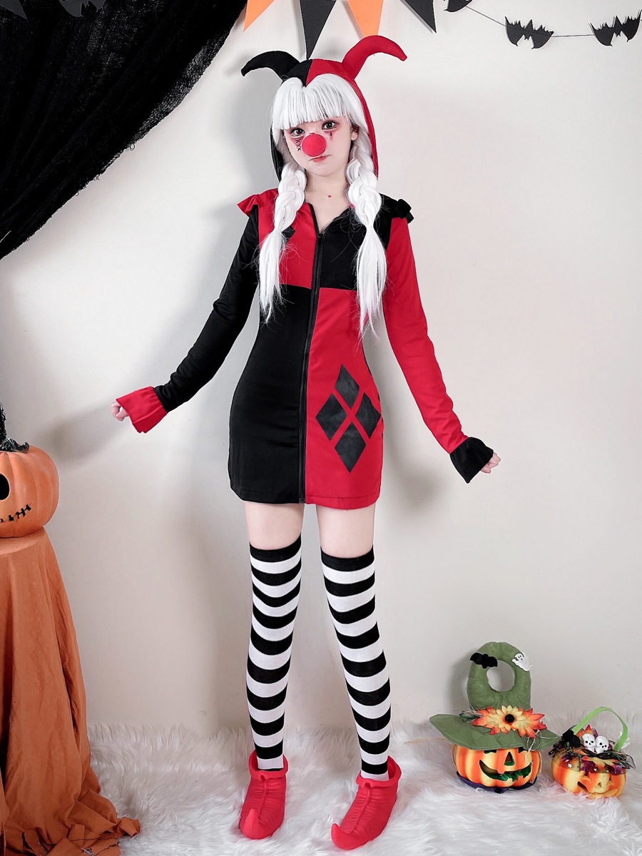 ハロウィン大人用コスチュームコスプレサーカスピエロ女性コスホラーバックソウルパフォーマンスコスチュームポーカークイーンコスチューム_6