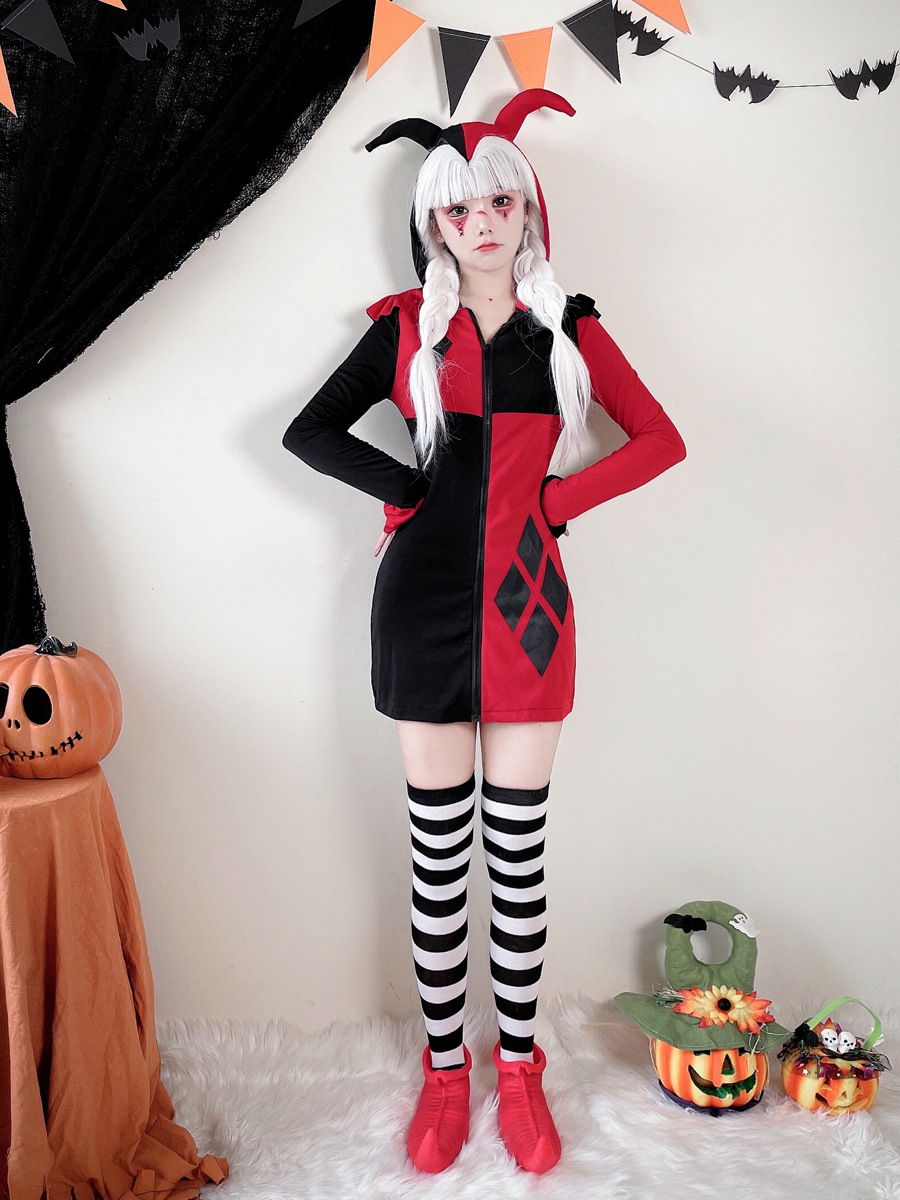 ハロウィン大人用コスチュームコスプレサーカスピエロ女性コスホラーバックソウルパフォーマンスコスチュームポーカークイーンコスチューム_8