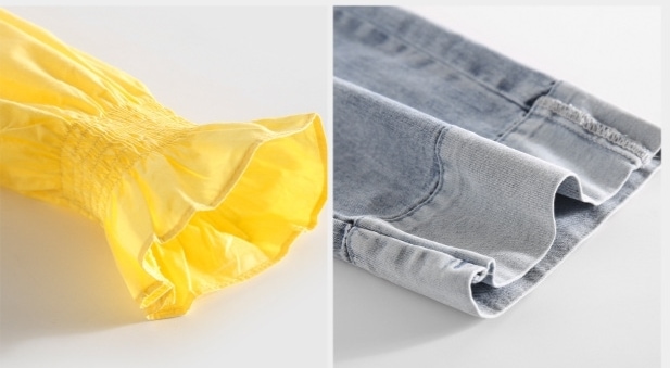 【子ども】女の子 かわいい 大きな襟シャツとジーンズ 2点セット 黄色 白 長袖 ブラウス 110 120 130 140 150cm