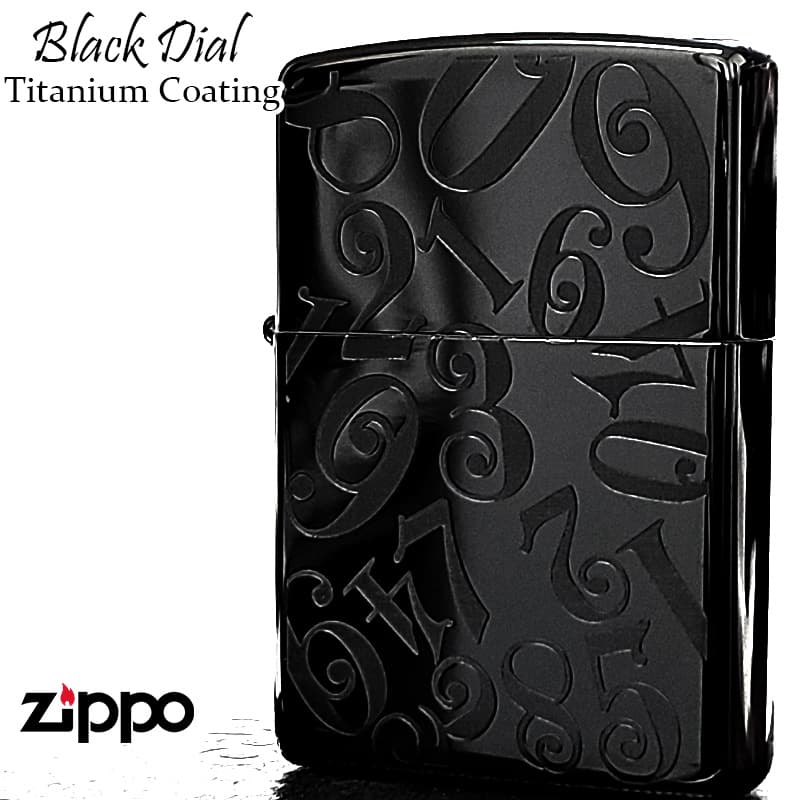 ZIPPO 数字 ジッポ ライター ブラック ダイヤル 廃盤 かっこいい ナンバー チタンコーティング 黒 彫刻 シンプル 絶版品 メンズ おしゃれ ギフト プレゼント_1