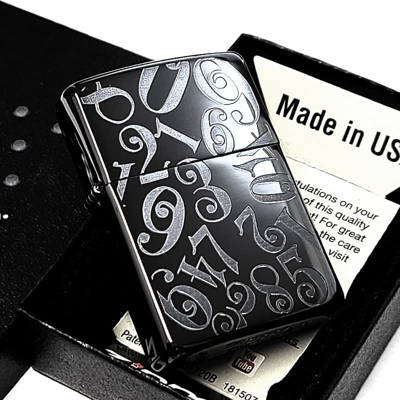 ZIPPO 数字 ジッポ ライター ブラック ダイヤル 廃盤 かっこいい ナンバー チタンコーティング 黒 彫刻 シンプル 絶版品 メンズ おしゃれ ギフト プレゼント_4