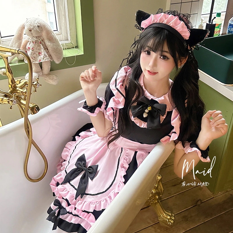 猫娘黒とピンクのメイド衣装コスプレ衣装ハロウィンロリータプラスサイズドレス 猫娘黒とピンクのメイド衣装コスプレ衣装ハロウィンロリータプラスサイズドレス