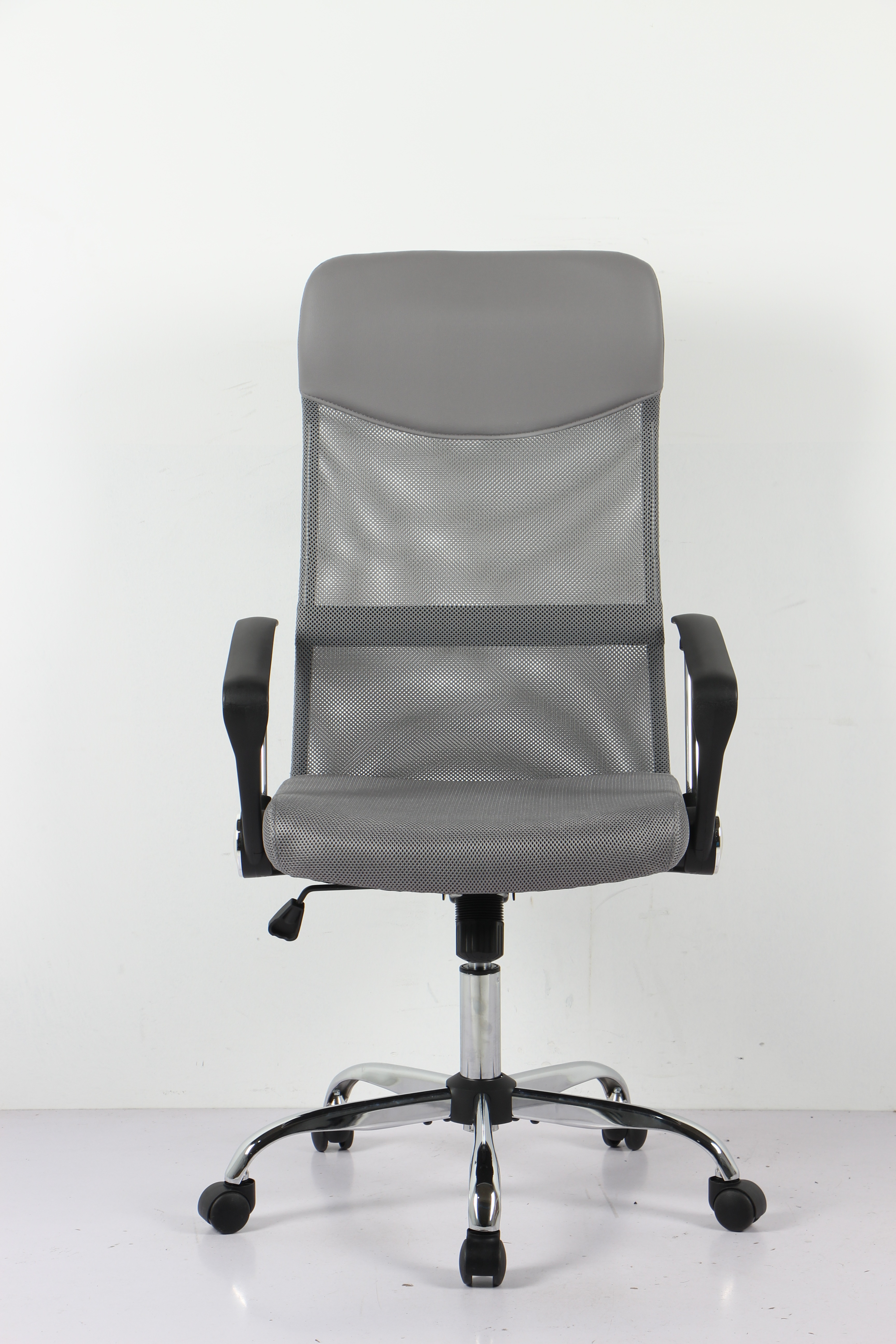 【国内出荷 - 3日配達】【ライトグレー】オフィスチェア メッシュ+PU ハイバック　大人気