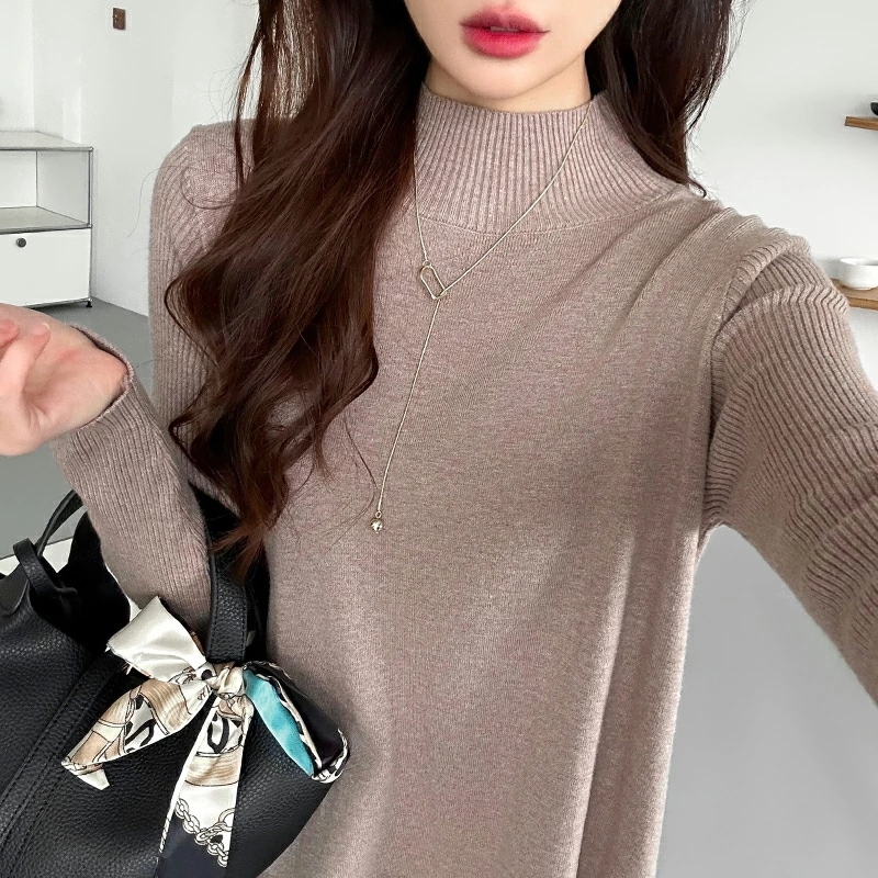 [迅速な配達][限時割!引!]ワンピース ハイネック ニットワンピース ロングワンピース レディース 秋冬 きれいめ ロング マキシ丈 大人 長袖 ゆったり ニット リブニット aライン カジュアル_1