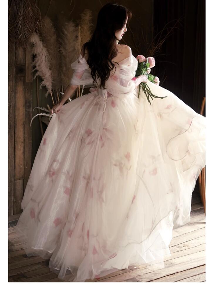 ウエディングドレス Long dress「XS~2XL」編み上げ オフショルダー シンプル パーティードレス ロングドレス 結婚式 Aラインワンピース 演奏会ドレス 発表会 二次会 イブニングドレス