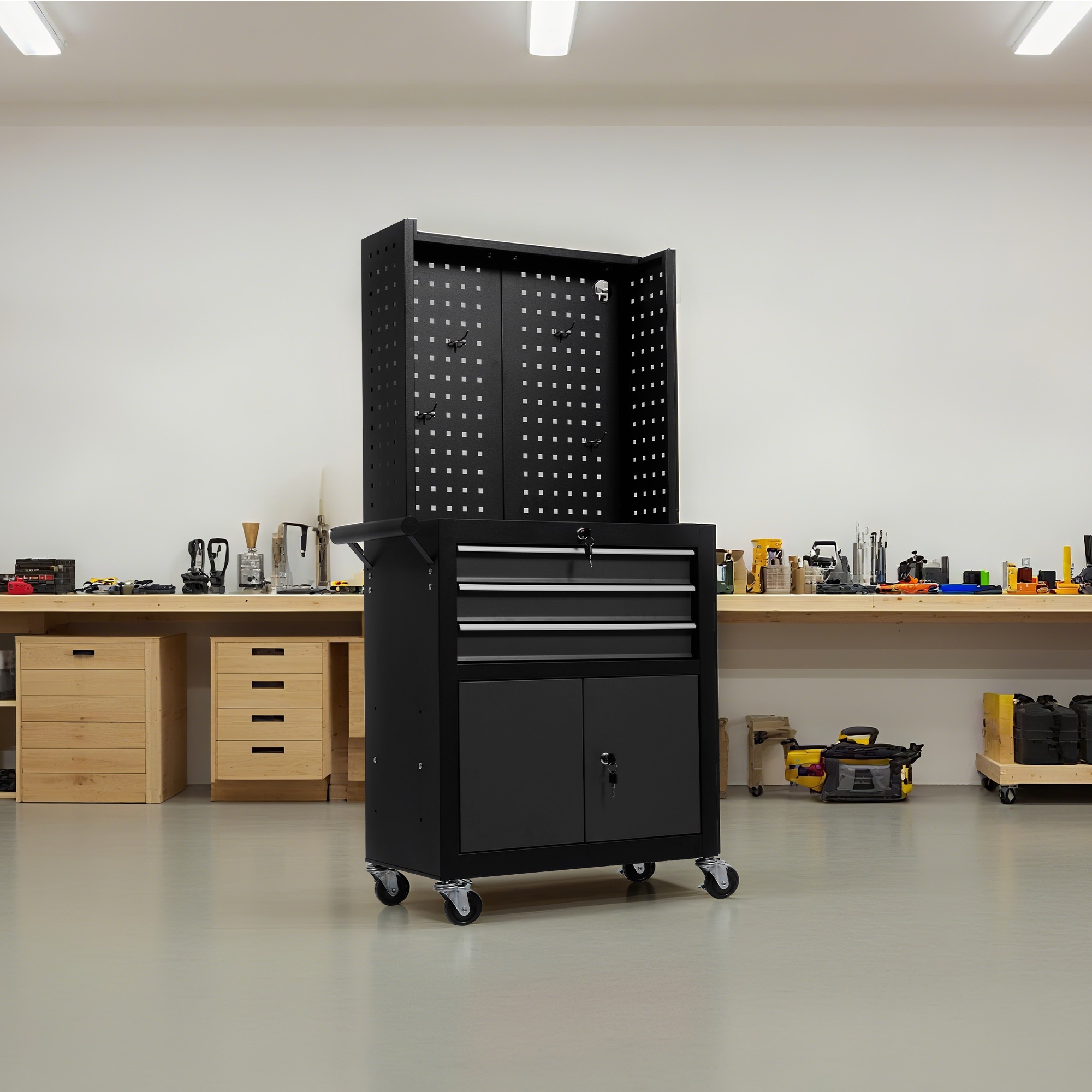 【国内出荷は送.料.無.料】ツールキャビネット 多機能 ツールワゴン ツールカート工具カート ロールキャビネット スチール ローラーキャビネット ハンドル 耐荷重50KG フック付 DIY 引き出し_19