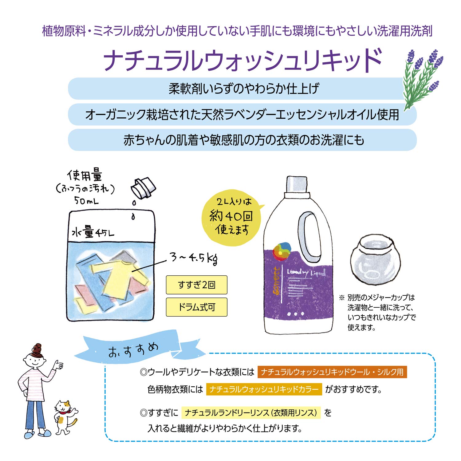 即日発送 sonett ソネット 洗濯用洗剤 ウォッシュリキッドカラー 液体洗剤 色あせ防止 ハーブ系 大容量 詰替 5L ポンプ別売 肌にやさしい 敏感肌 オーガニック 自然由来 SNN5644_6