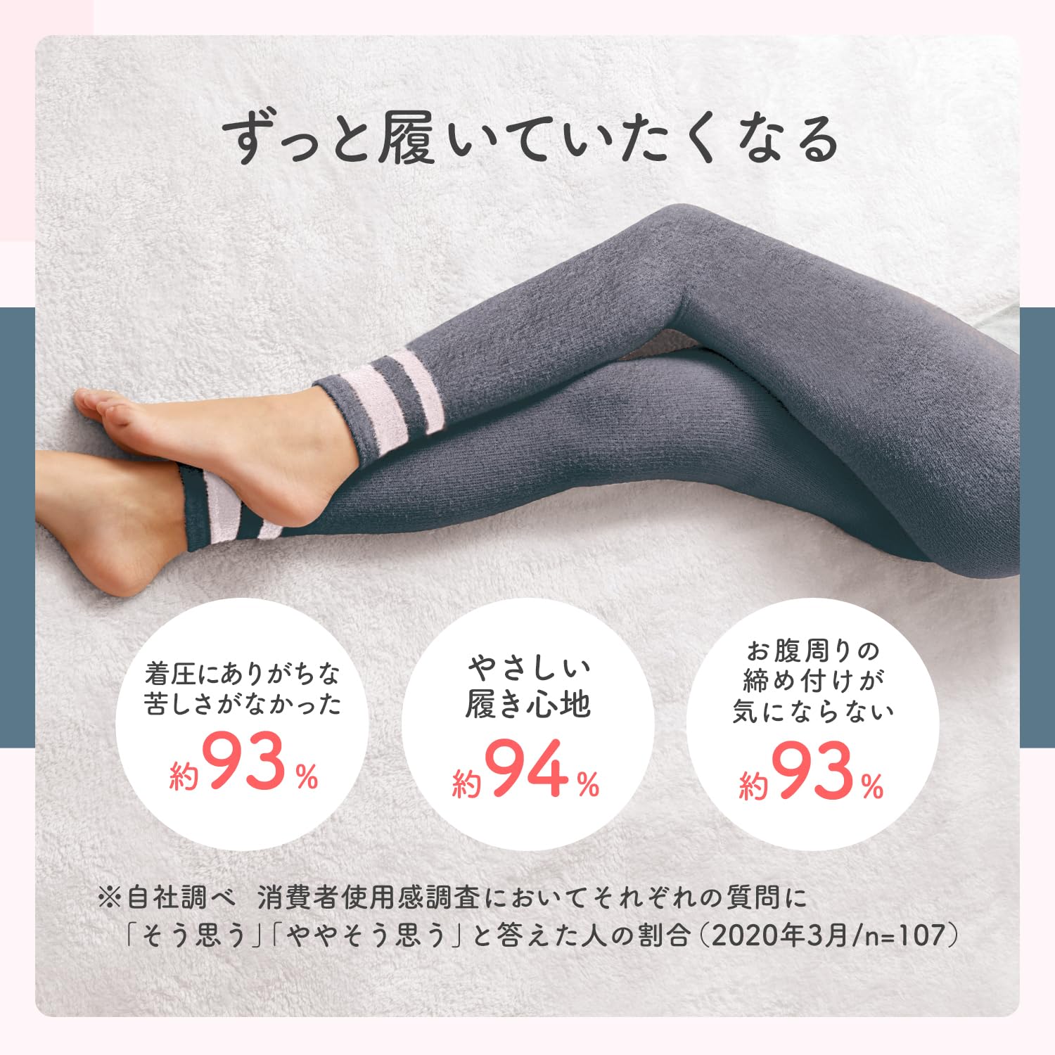 メディキュット 【Amazon.co.jp 限定】着圧 パジャマ レギンス モフっとキュッと パジャマレギンス ルームウェア ネイビーグレー M + おまけ付き