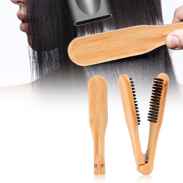 Qoo10] ツインブラシ 豚毛 ヘアブラシ ストレー