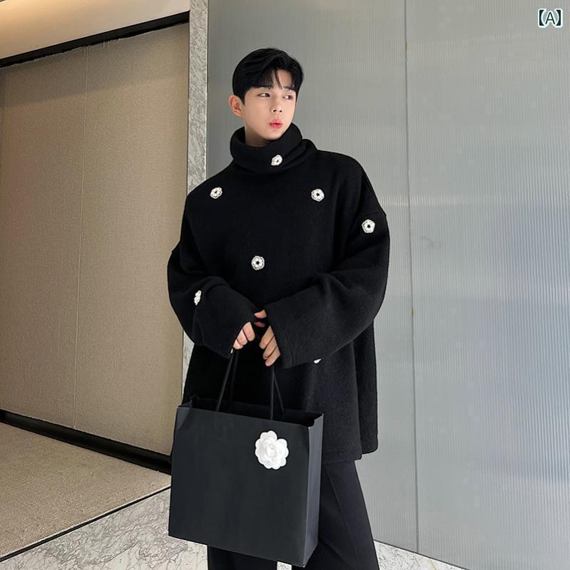 ジャケット メンズ 秋 冬 ニット セーター スリット ラージ オーバー サイズ ハイネック ブラウス ジャケット メンズ 秋 冬 ニット セーター スリット ラージ オーバー サイズ ハイネック ブラウス