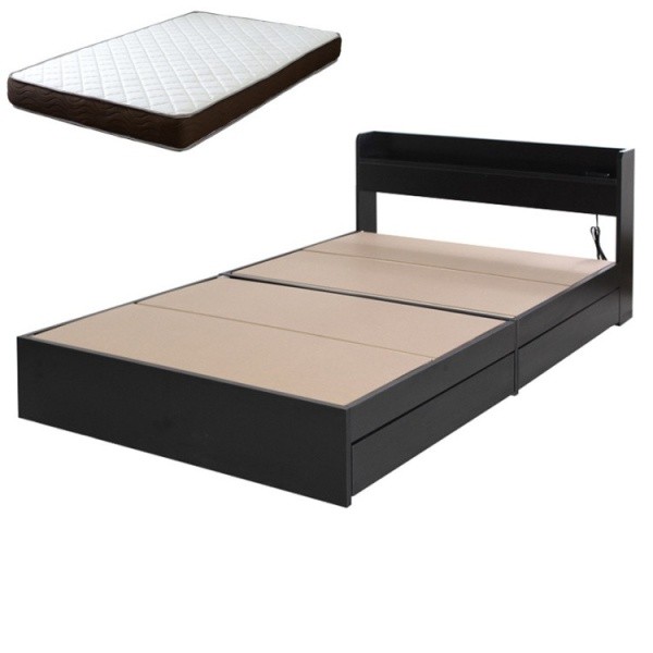 ダブルベッド マットレスセット リバーシブルポケットコイルマット 2口コンセント 引き出し収納 宮 ヘッドボード 棚付 収納ベッド ダブルベッド マットレスセット リバーシブルポケットコイルマット 2口コンセント 引き出し収納 宮 ヘッドボード 棚付 収納ベッド