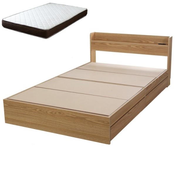 ダブルベッド マットレスセット リバーシブルポケットコイルマット 2口コンセント 引き出し収納 宮 ヘッドボード 棚付 収納ベッド ダブルベッド マットレスセット リバーシブルポケットコイルマット 2口コンセント 引き出し収納 宮 ヘッドボード 棚付 収納ベッド
