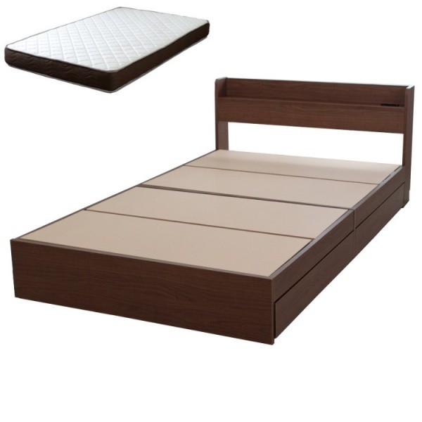 ダブルベッド マットレスセット リバーシブルポケットコイルマット 2口コンセント 引き出し収納 宮 ヘッドボード 棚付 収納ベッド ダブルベッド マットレスセット リバーシブルポケットコイルマット 2口コンセント 引き出し収納 宮 ヘッドボード 棚付 収納ベッド