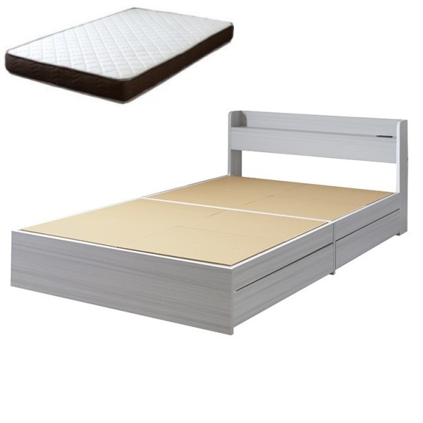 ダブルベッド マットレスセット リバーシブルポケットコイルマット 2口コンセント 引き出し収納 宮 ヘッドボード 棚付 収納ベッド ダブルベッド マットレスセット リバーシブルポケットコイルマット 2口コンセント 引き出し収納 宮 ヘッドボード 棚付 収納ベッド