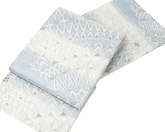 真珠箔 西陣織 浅山織物 袋帯 明軍瑞鳥文 新品未使用品 銀糸 正絹 六通 真珠箔 西陣織 浅山織物 袋帯 明軍瑞鳥文 鳥 銀糸 正絹 六通.