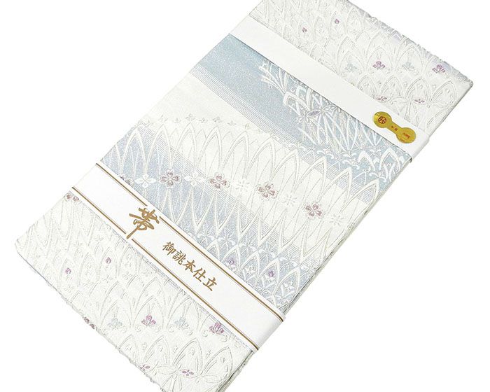 袋帯 新品仕立済 西陣 浅山織物謹製 真珠箔 斜め取り華紋様 新品