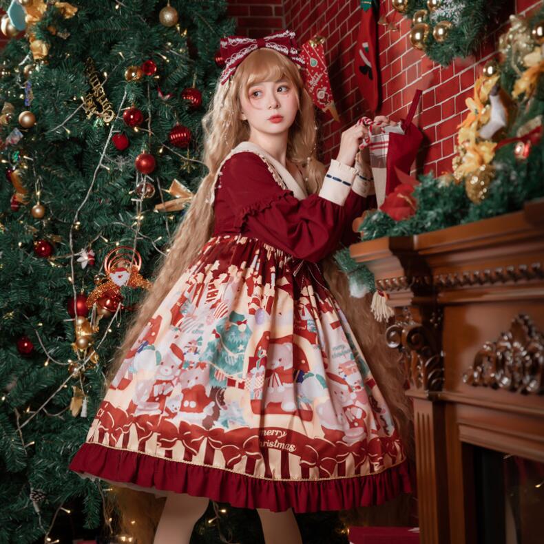 ロリータワンピース 可愛いロリータ服 長袖ワンピース 甘ロリータ プリンセスドレス プリント柄 クマ柄 クリスマスパーティー Lolita 可愛いワンピース 大人コスチューム ゴスロリ ハロウィン コ ロリータワンピース 可愛いロリータ服 長袖ワンピース 甘ロリータ プリンセスドレス プリント柄 クマ柄 クリスマスパーティー Lolita 可愛いワンピース 大人コスチューム ゴスロリ ハロウィン コ