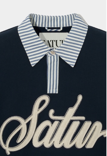 SATUR】 APPLIQUE LOGO CUFFS SWEATSHIRTS : CLASSIC NAVY Tシャツ