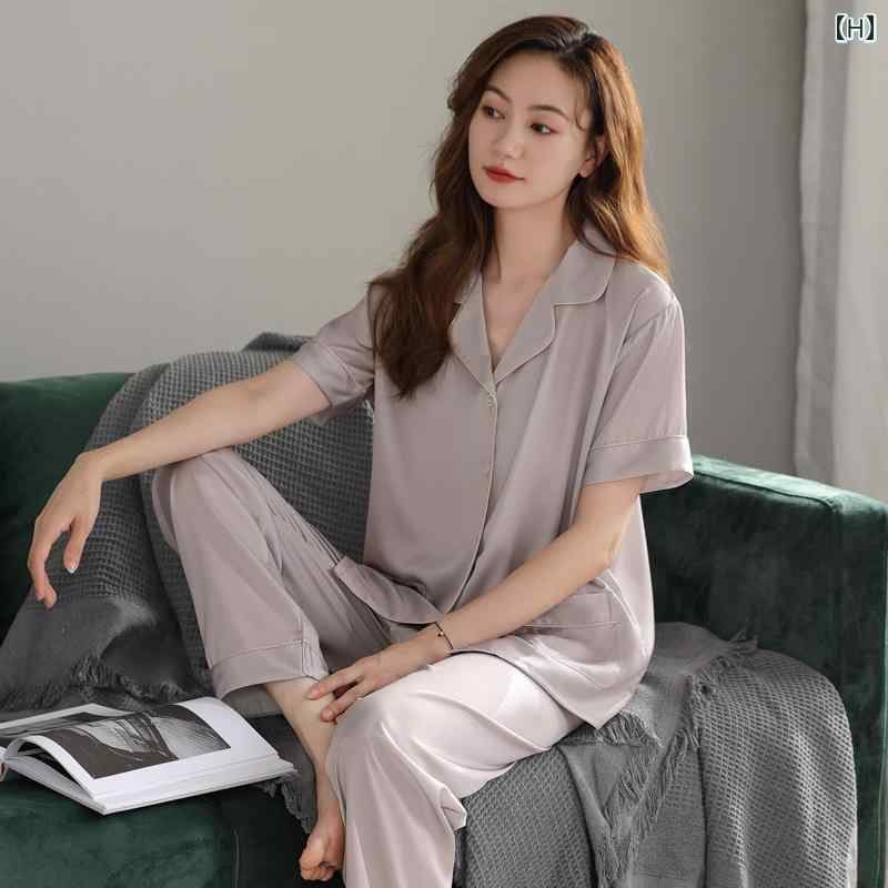パジャマ ママ レディース ハイエンド シルクパジャマ レディース 春秋 ホーム 服 ギフト ボックス フェイク シルク 中年 母 夏の 冷感 スーツ パジャマ ママ レディース ハイエンド シルクパジャマ レディース 春秋 ホーム 服 ギフト ボックス フェイク シルク 中年 母 夏の 冷感 スーツ