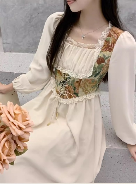 レディース ワンピース プルオーバー ミモレ ロング 長袖 ボリューム袖 バルーン袖 ランタンスリーブ スクエアネック Aライン フェミニン 刺繍 フリル ウエストマーク ハイウエスト 編み上げ レディース ワンピース プルオーバー ミモレ ロング 長袖 ボリューム袖 バルーン袖 ランタンスリーブ スクエアネック Aライン フェミニン 刺繍 フリル ウエストマーク ハイウエスト 編み上げ