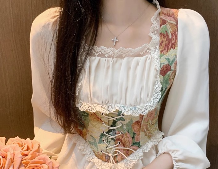 レディース ワンピース プルオーバー ミモレ ロング 長袖 ボリューム袖 バルーン袖 ランタンスリーブ スクエアネック Aライン フェミニン 刺繍 フリル ウエストマーク ハイウエスト 編み上げ レディース ワンピース プルオーバー ミモレ ロング 長袖 ボリューム袖 バルーン袖 ランタンスリーブ スクエアネック Aライン フェミニン 刺繍 フリル ウエストマーク ハイウエスト 編み上げ