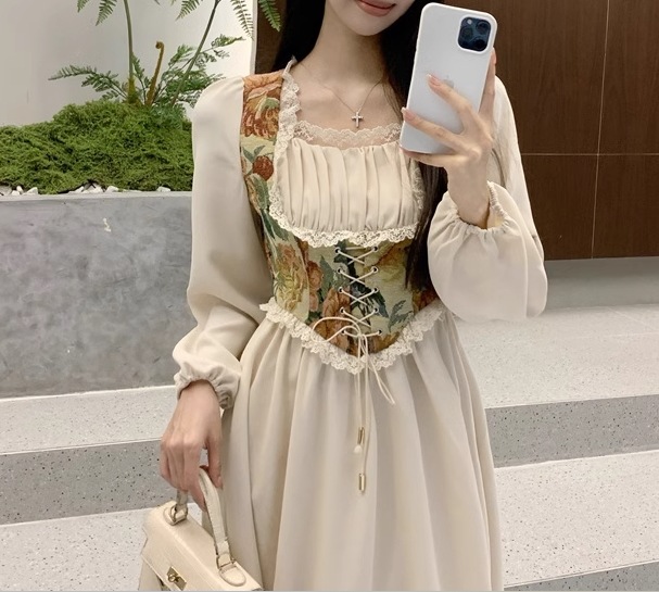 レディース ワンピース プルオーバー ミモレ ロング 長袖 ボリューム袖 バルーン袖 ランタンスリーブ スクエアネック Aライン フェミニン 刺繍 フリル ウエストマーク ハイウエスト 編み上げ レディース ワンピース プルオーバー ミモレ ロング 長袖 ボリューム袖 バルーン袖 ランタンスリーブ スクエアネック Aライン フェミニン 刺繍 フリル ウエストマーク ハイウエスト 編み上げ