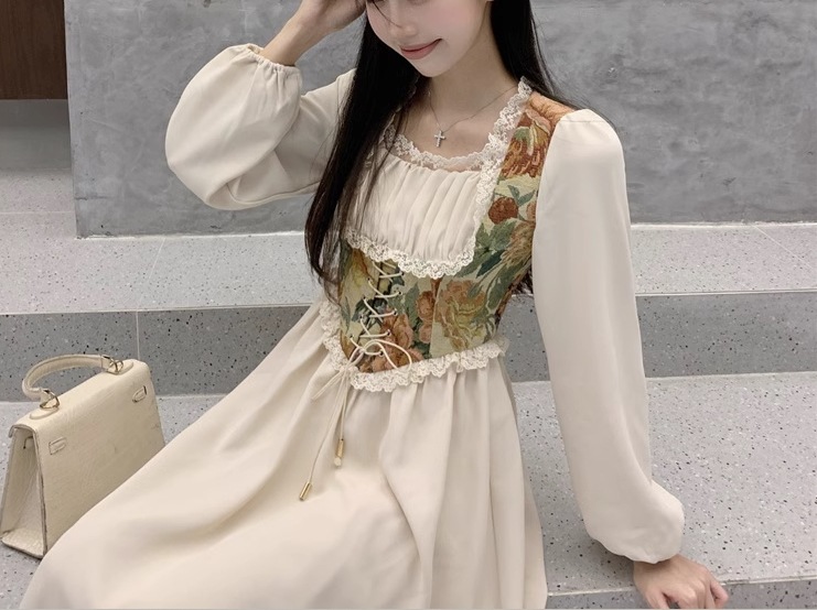 レディース ワンピース プルオーバー ミモレ ロング 長袖 ボリューム袖 バルーン袖 ランタンスリーブ スクエアネック Aライン フェミニン 刺繍 フリル ウエストマーク ハイウエスト 編み上げ レディース ワンピース プルオーバー ミモレ ロング 長袖 ボリューム袖 バルーン袖 ランタンスリーブ スクエアネック Aライン フェミニン 刺繍 フリル ウエストマーク ハイウエスト 編み上げ